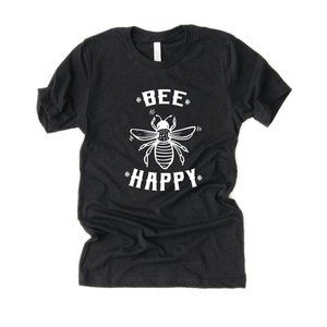 Bee Happy Shirt for Women Graphic Tees Bumble Bee